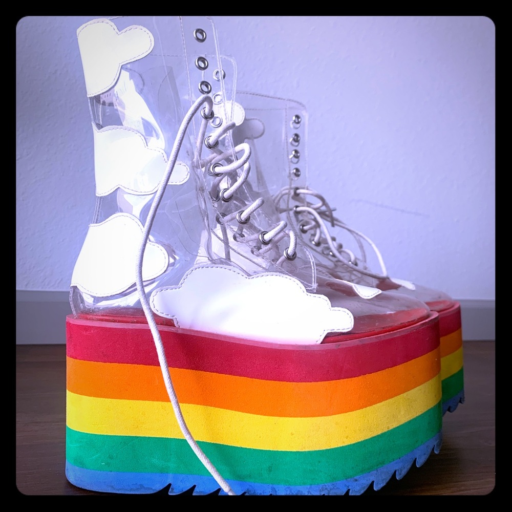 Dolls Kill rainbow platform boots (pride/unicorn)